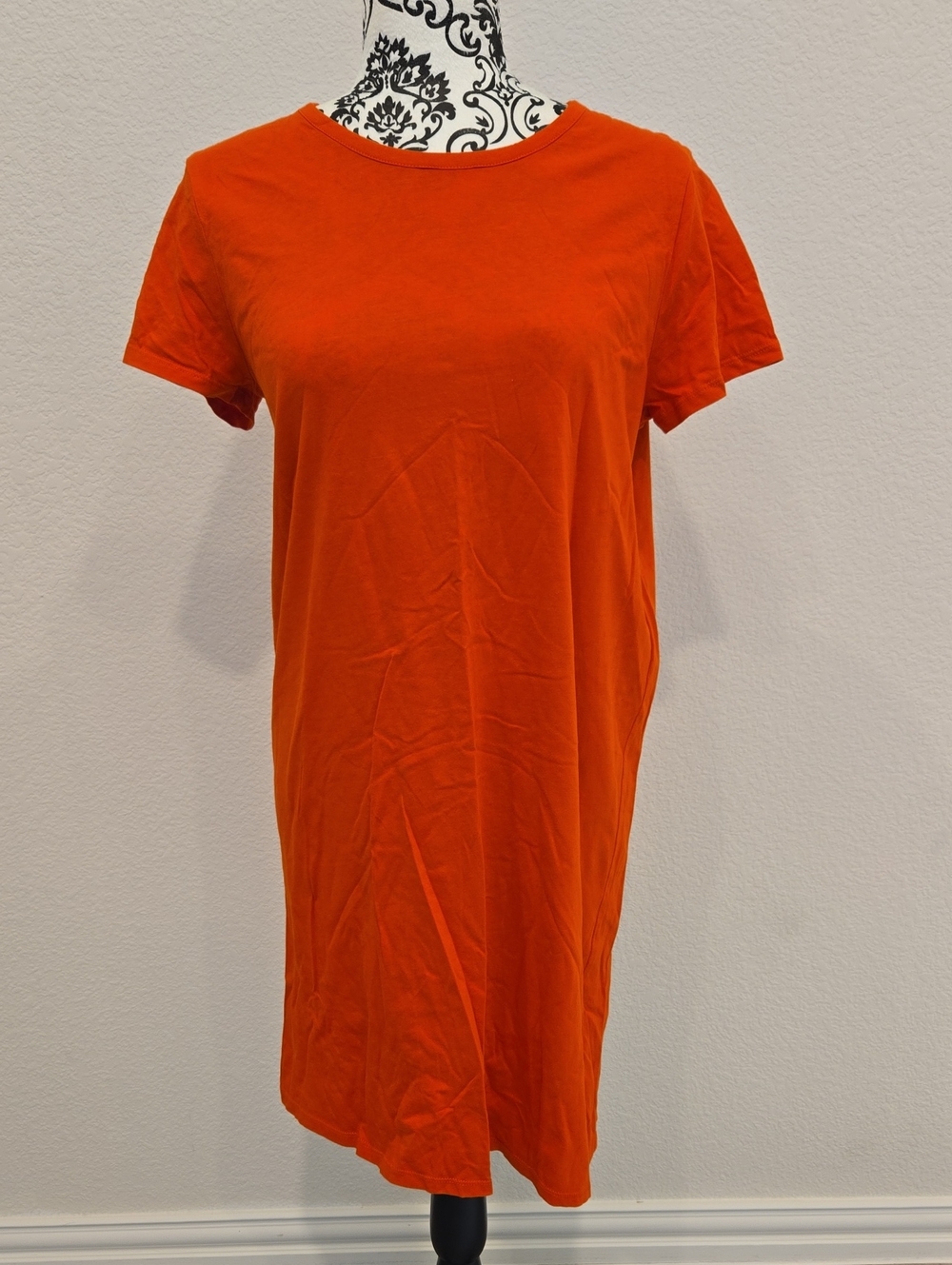 NWOT J. Crew Orangy Red Crewneck T-Shirt Dress